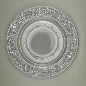 Vtg Crystal Clear Industries Trellis Clear Glass Dessert Plate 7" Floral Scroll